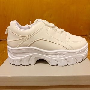 White Chunky Platform Sneakers